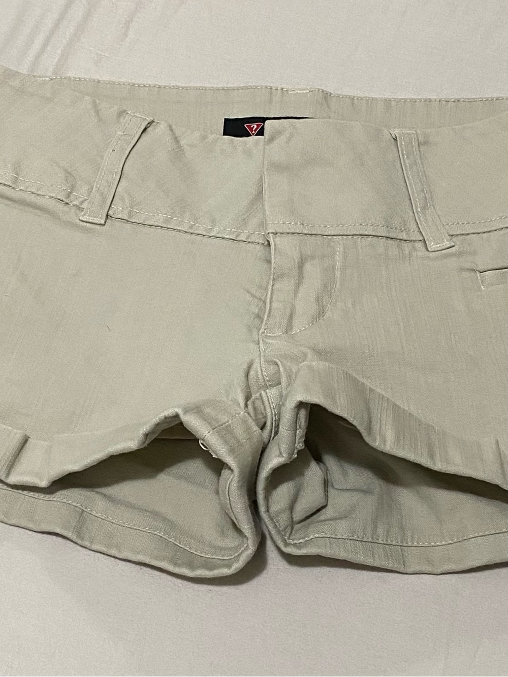 Vintage GUESS Y2K Low-Rise Khaki Mini Shorts